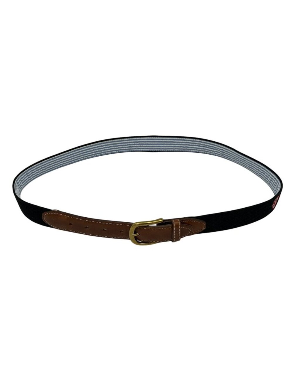 Vintage YRI Mens Buckle Woven Belt Leather Classic Casual 1922 Black Striped